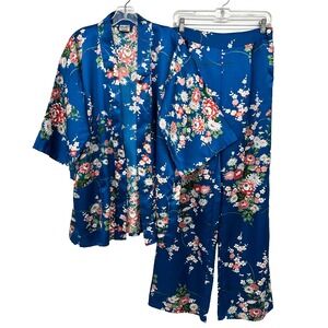 Vintage Kimono Robe Pajama Pant Set Made in Japan S M L XL Satin Asian Inspired‎
